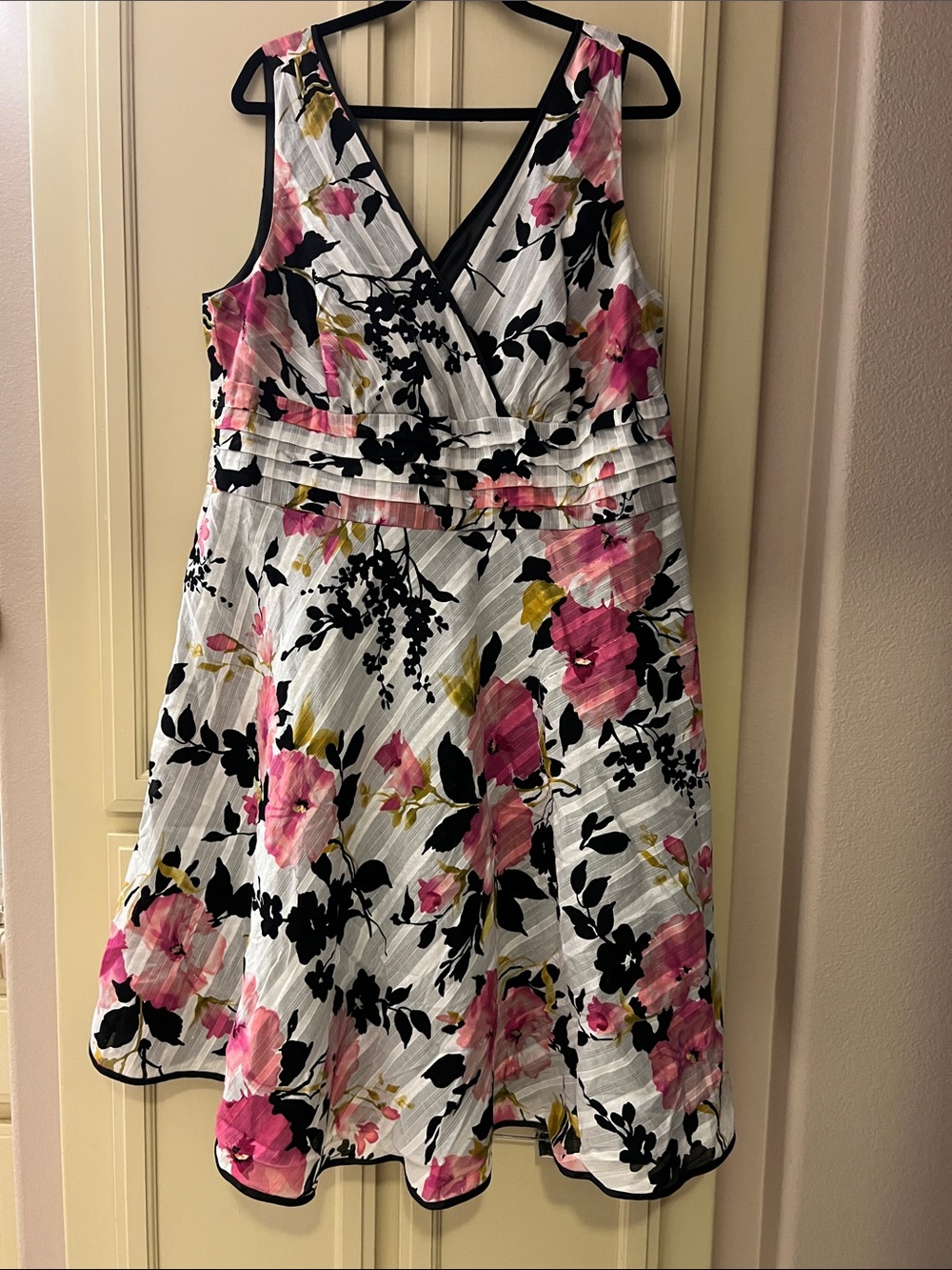 Fashion Bug Pink Floral V-Neck A-Line Dress